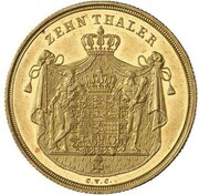 10 Thalers - Charles II, Germany, 1827-1829 reverse image