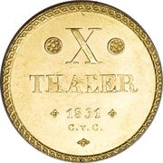 10 Thalers - William, Germany, 1831 reverse image