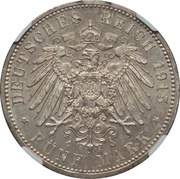 5 Mark - Ernest August Wedding, Germany, 1915 reverse image