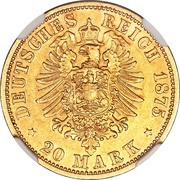 20 Mark - William, Germany, 1875 reverse image