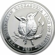 30 Dollars - Elizabeth II 4th Portrait - Australian Kookaburra - Silver Bullion Coin, Australia, 2000-2001 reverse image