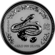 30 Dollars - Elizabeth II 4th Portrait - Year of the Snake - Silver Bullion Coin, Australia, 2001 reverse image