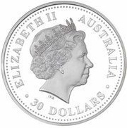 30 Dollars - Elizabeth II 4th Portrait - Australian Kookaburra obverse image