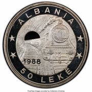 50 Lekë Albanian Railroads, Albania, 1988 reverse image