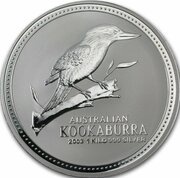 30 Dollars - Elizabeth II 4th Portrait - Australian Kookaburra - Silver Bullion Coin, Australia, 2002-2003 reverse image