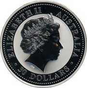 30 Dollars - Elizabeth II 4th Portrait - Year of the Goat - Silver Bullion Coin obverse image