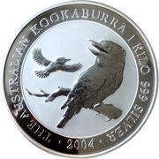 30 Dollars - Elizabeth II 4th Portrait - Australian Kookaburra - Silver Bullion Coin, Australia, 2003-2004 reverse image