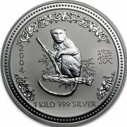 30 Dollars - Elizabeth II 4th Portrait - Year of the Monkey - Silver Bullion Coin, Australia, 2004 reverse image