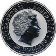 30 Dollars - Elizabeth II 4th Portrait - Year of the Rooster - Silver Bullion Coin obverse image