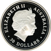 30 Dollars - Elizabeth II 4th Portrait - Year of the Dog - Silver Bullion Proof obverse image
