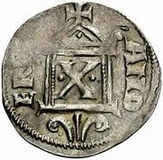 Denier - Pilgrim and emperor Conrad II Andernach mint; temple with X, Germany, 1027-1036 reverse image