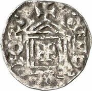 Denier - Pilgrim and emperor Conrad II Andernach mint; temple with crosslet, Germany, 1027-1036 reverse image