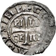 Denier - Pilgrim with emperor Conrad II Cologne mint; cross obverse image