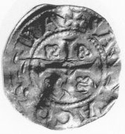 Denier - Pilgrim et empereur Conrad II Andernach ; croix, Germany, 1027-1036 reverse image