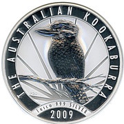 30 Dollars - Elizabeth II 4th Portrait - Australian Kookaburra - Silver Bullion Coin, Australia, 2009 reverse image