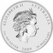 30 Dollars - Elizabeth II 4th Portrait - Year of the Ox - Silver Bullion Coin obverse image