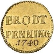 1 Brodtpfennig Gold pattern strike, Germany, 1739-1740 reverse image