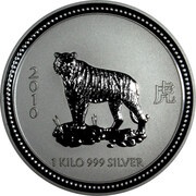 30 Dollars - Elizabeth II 4th Portrait - Year of the Tiger - Silver Bullion Coin reverse image