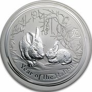 30 Dollars - Elizabeth II 4th Portrait - Year of the Rabbit - Silver Bullion Coin, Australia, 2011 reverse image