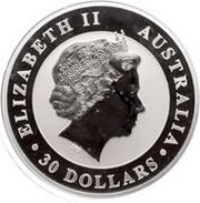 30 Dollars - Elizabeth II 4th Portrait - Australian Kookaburra obverse image