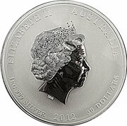 30 Dollars - Elizabeth II 4th Portrait - Year of the Dragon - Silver Bullion Coin obverse image