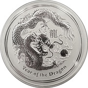 30 Dollars - Elizabeth II 4th Portrait - Year of the Dragon - Silver Bullion Coin, Australia, 2012 reverse image