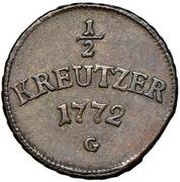 ½ Kreuzer - Francis Conrad of Rodt, Germany, 1772 reverse image
