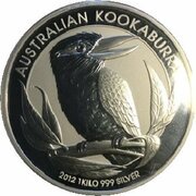 30 Dollars - Elizabeth II 4th Portrait - Kookaburra - Silver Bullion Coin, Australia, 2012 reverse image