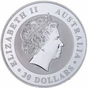 30 Dollars - Elizabeth II 4th Portrait - Kookaburra - Silver Bullion obverse image