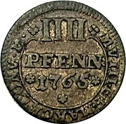 4 Pfennig - Philip of Spiegel zum Desenberg, Germany, 1765 reverse image