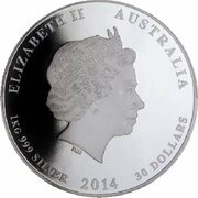 30 Dollars - Elizabeth II 4th Portrait - Year of the Horse - Silver Bullion Coin obverse image