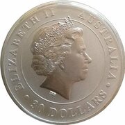 30 Dollars - Elizabeth II 4th Portrait - Koala - Silver Bullion Coin obverse image