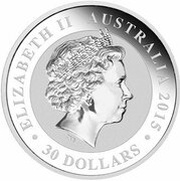 30 Dollars - Elizabeth II 4th Portrait - Australian Kookaburra - Silver Bullion Coin obverse image