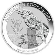 30 Dollars - Elizabeth II 4th Portrait - Australian Kookaburra - Silver Bullion Coin, Australia, 2016 reverse image