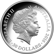 30 Dollars - Elizabeth II 4th Portrait - 2016 Australian Olympic Team - Silver Proof obverse image