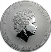 30 Dollars - Elizabeth II 4th Portrait - Year of the Monkey - Silver Bullion Coin obverse image
