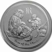 30 Dollars - Elizabeth II 4th Portrait - Year of the Monkey - Silver Bullion Coin, Australia, 2016 reverse image