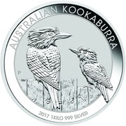 30 Dollars - Elizabeth II 4th Portrait - Australian Kookaburra - Silver Bullion Coin, Australia, 2017 reverse image