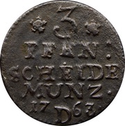 3 Pfennig - Frederick II, Germany, 1763 reverse image
