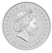 30 Dollars - Elizabeth II 4th Portrait - Koala - Silver Bullion coin obverse image
