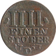 ¼ Stüber - Frederick II, Germany, 1753-1754 reverse image