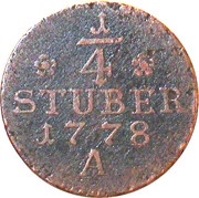 ¼ Stüber - Frederick II, Germany, 1777-1784 reverse image