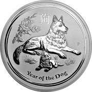 30 Dollars - Elizabeth II 4th Portrait - Year of the Dog - Silver Bullion Coin, Australia, 2018 reverse image
