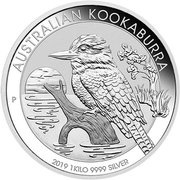 30 Dollars - Elizabeth II 6th Portrait - Australian Kookaburra - Silver Bullion Coin, Australia, 2019 reverse image