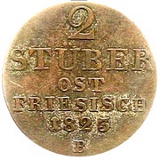 2 Stüber - George IV, Germany, 1823 reverse image