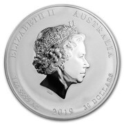 30 Dollars - Elizabeth II 4th Portrait - Year of the Pig - Silver Bullion Coin obverse image