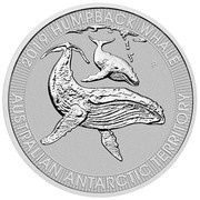 30 Dollars - Elizabeth II 6th Portrait - Humpback Whale - Platinum Bullion Coin, Australia, 2019 reverse image