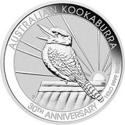 30 Dollars - Elizabeth II 6th Portrait - Kookaburra - 30th Anniversary, Australia, 2020 reverse image