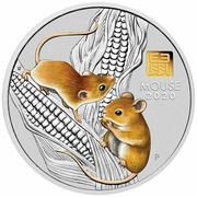 30 Dollars - Elizabeth II 6th Portrait - Year of the Mouse - Silver Bullion Coin, Australia, 2020 reverse image