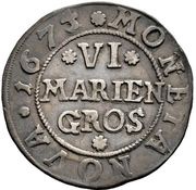 6 Mariengroschen, Germany, 1669-1674 reverse image